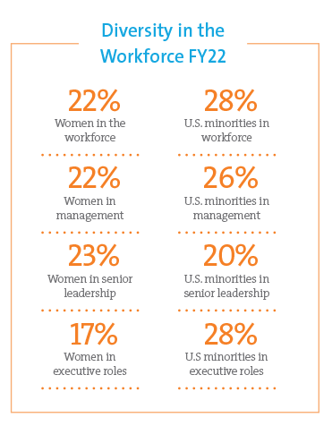 FY22 Diversity in the Workforce infographic